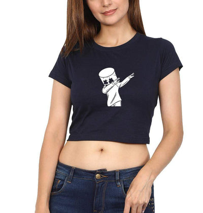 Dab Marshmello Womens Crop Top-FunkyTeesClub - FunkyTeesClub