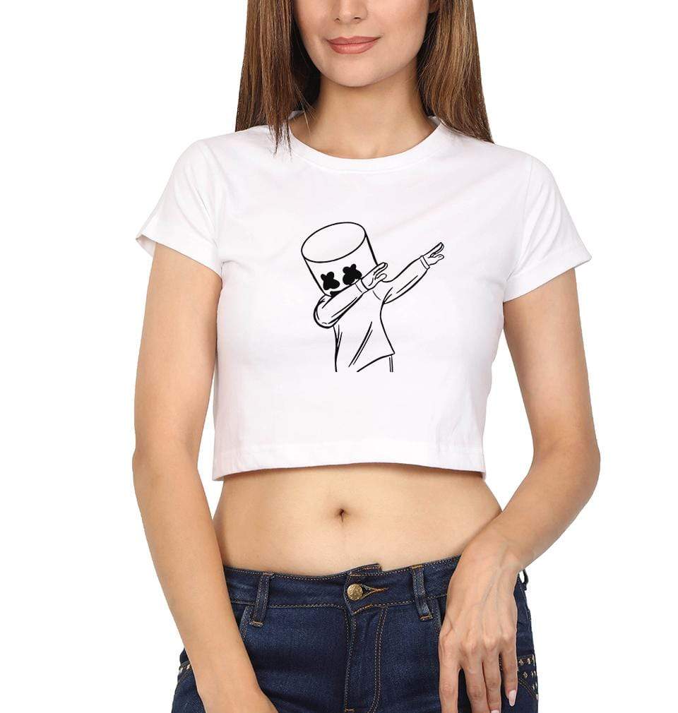 Dab Marshmello Womens Crop Top-FunkyTeesClub - FunkyTeesClub
