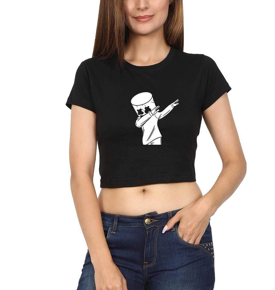 Dab Marshmello Womens Crop Top-FunkyTeesClub - FunkyTeesClub