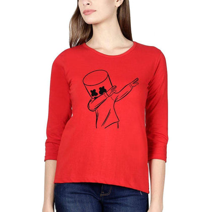 Dab Marshmello Womens Full Sleeves T-Shirts-FunkyTeesClub - FunkyTeesClub