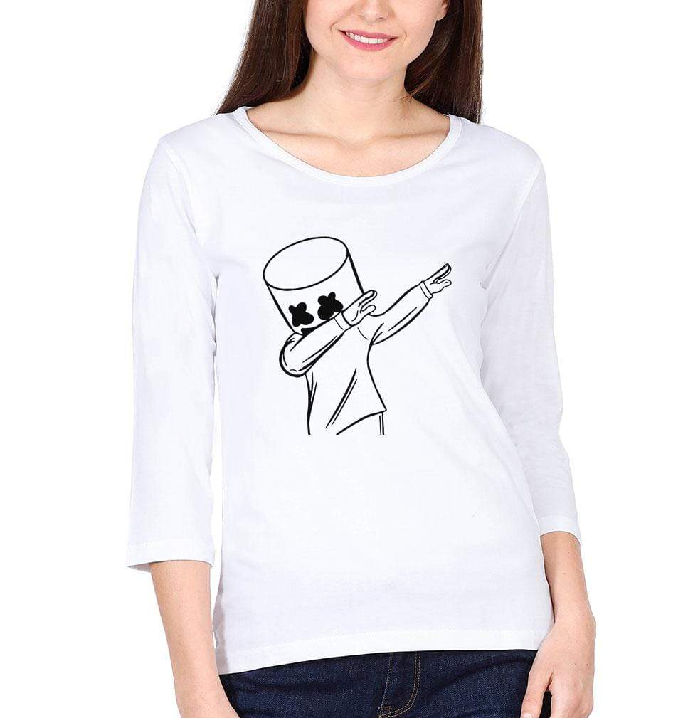 Dab Marshmello Womens Full Sleeves T-Shirts-FunkyTeesClub - FunkyTeesClub