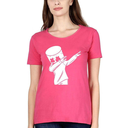 Dab Marshmello Womens Half Sleeves T-Shirts-FunkyTeesClub - FunkyTeesClub