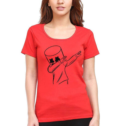 Dab Marshmello Womens Half Sleeves T-Shirts-FunkyTeesClub - FunkyTeesClub