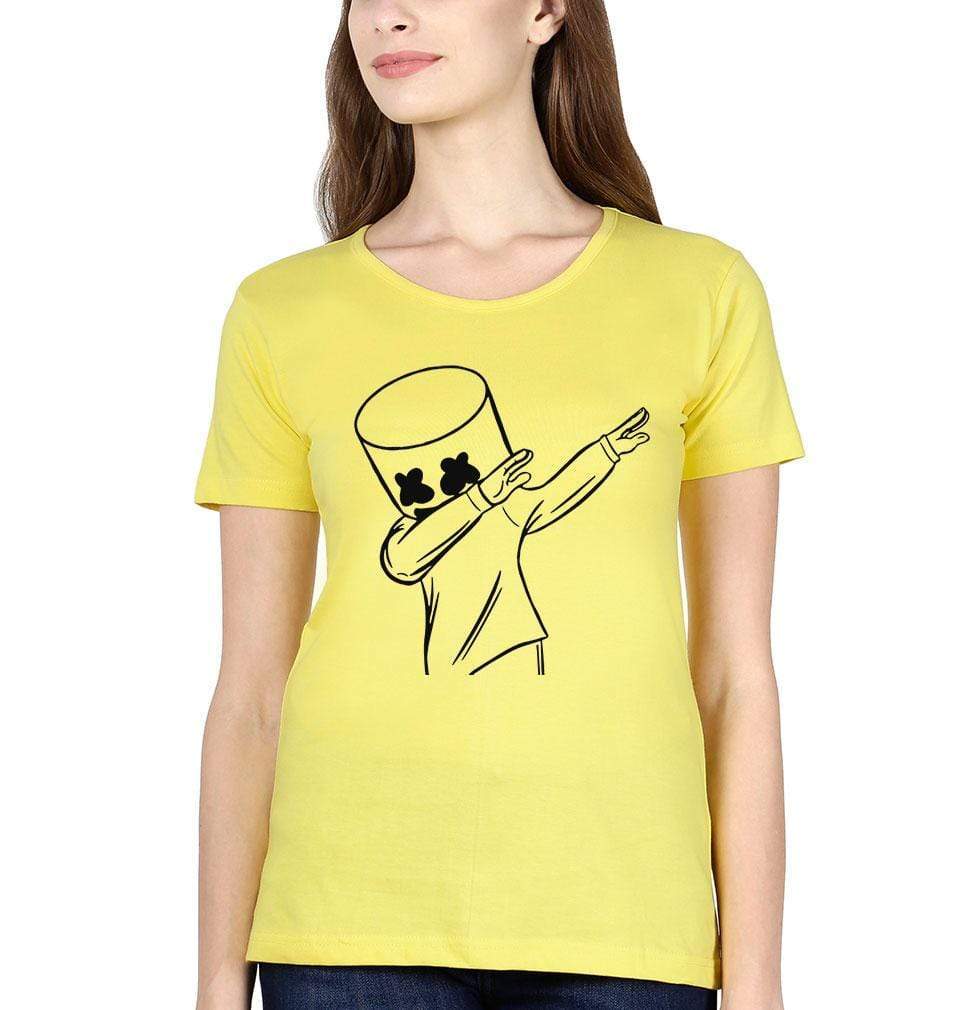 Dab Marshmello Womens Half Sleeves T-Shirts-FunkyTeesClub - FunkyTeesClub