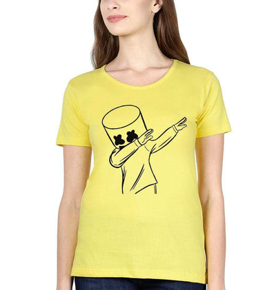 Dab Marshmello Womens Half Sleeves T-Shirts-FunkyTeesClub - FunkyTeesClub
