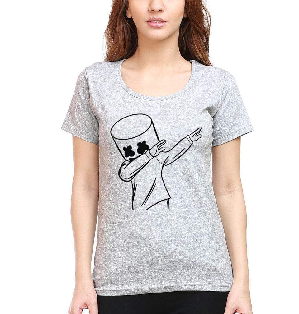 Dab Marshmello Womens Half Sleeves T-Shirts-FunkyTeesClub - FunkyTeesClub