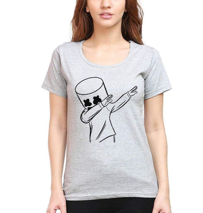 Dab Marshmello Womens Half Sleeves T-Shirts-FunkyTeesClub - FunkyTeesClub