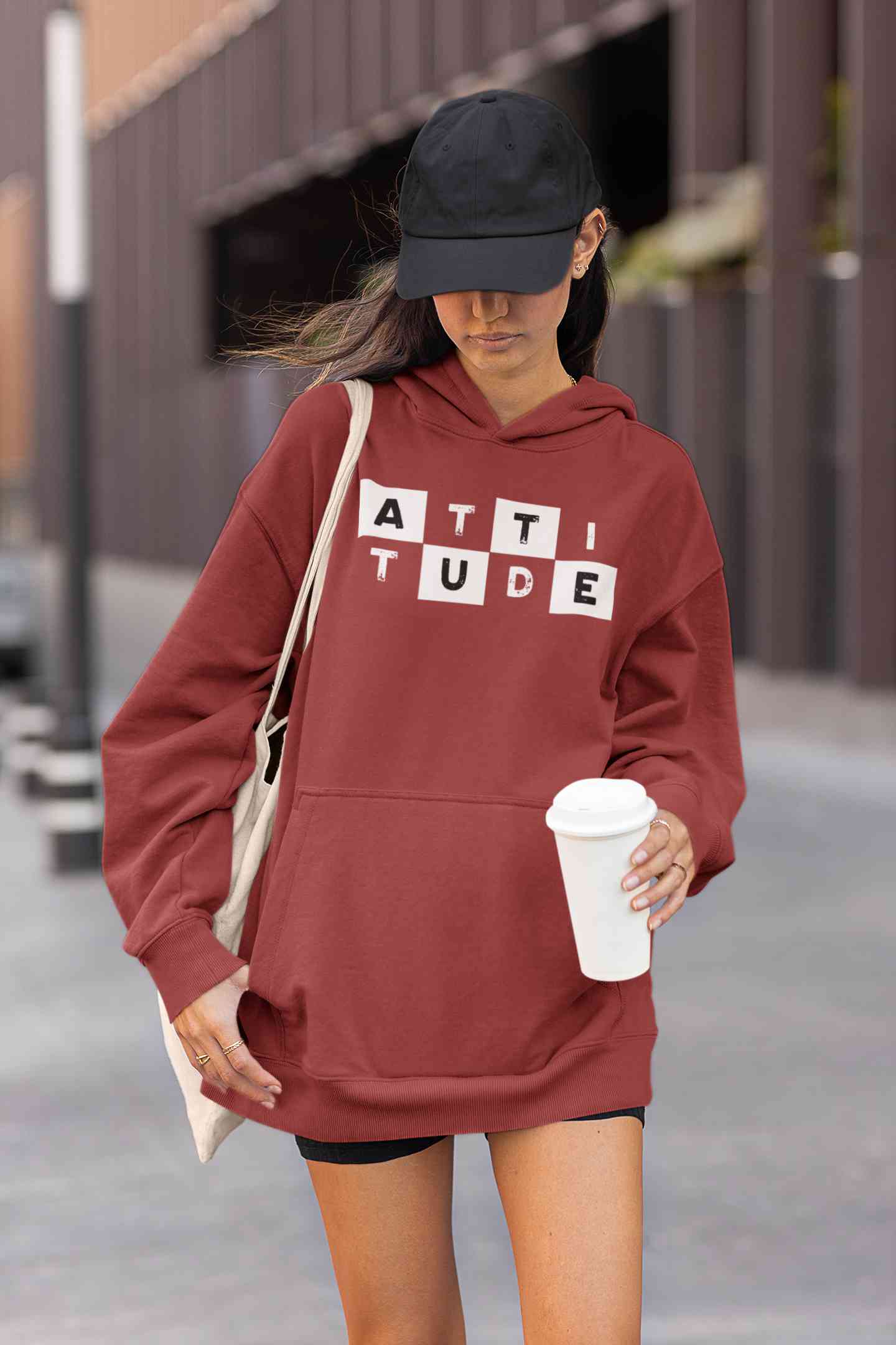 Attitude Typography Hoodies for Women-FunkyTeesClub
