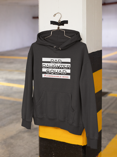 Dad Daughter Squad Father and Daughter Black Matching Hoodies- FunkyTeesClub