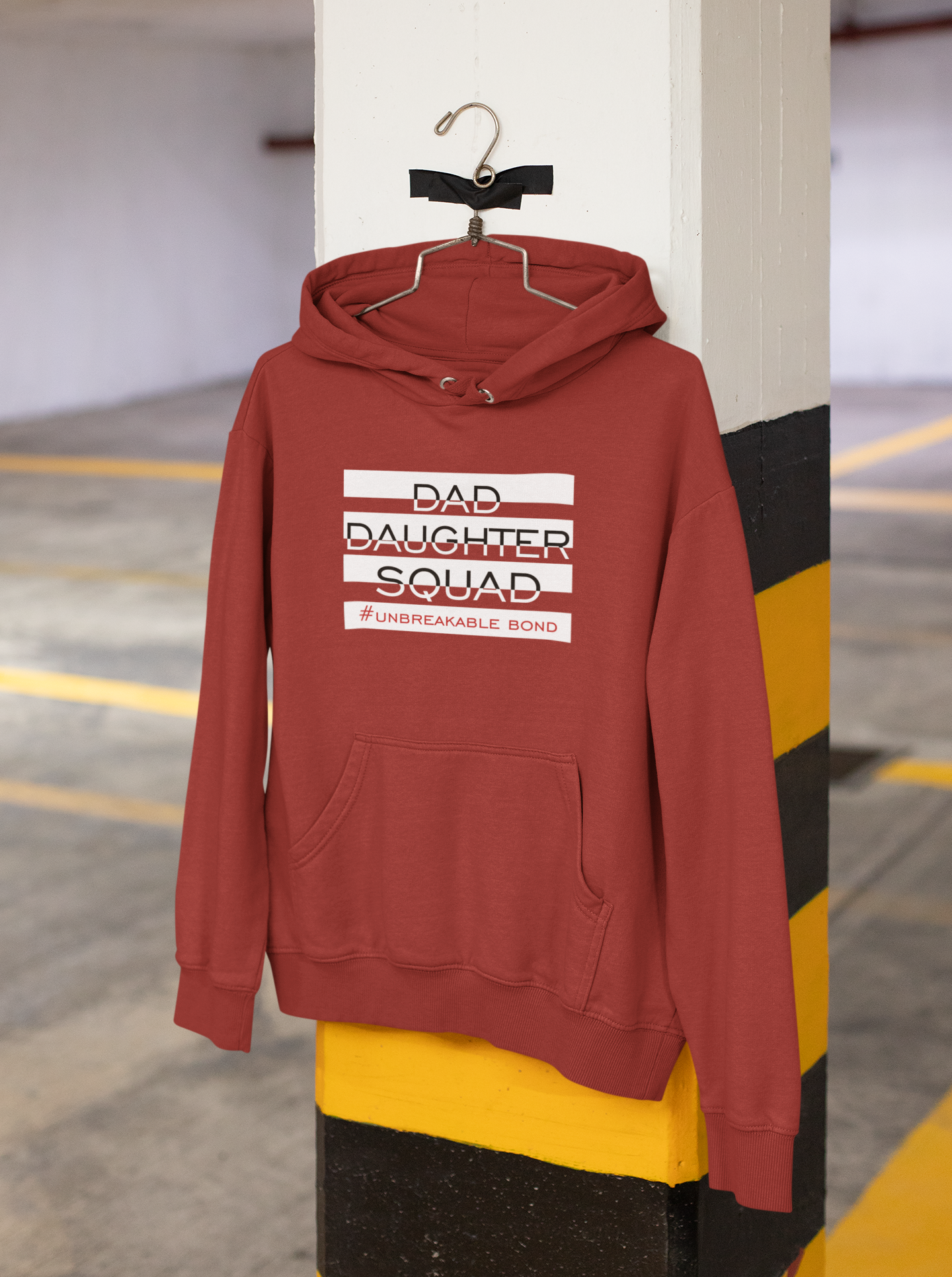 Dad Daughter Squad Father and Daughter Red Matching Hoodies- FunkyTeesClub