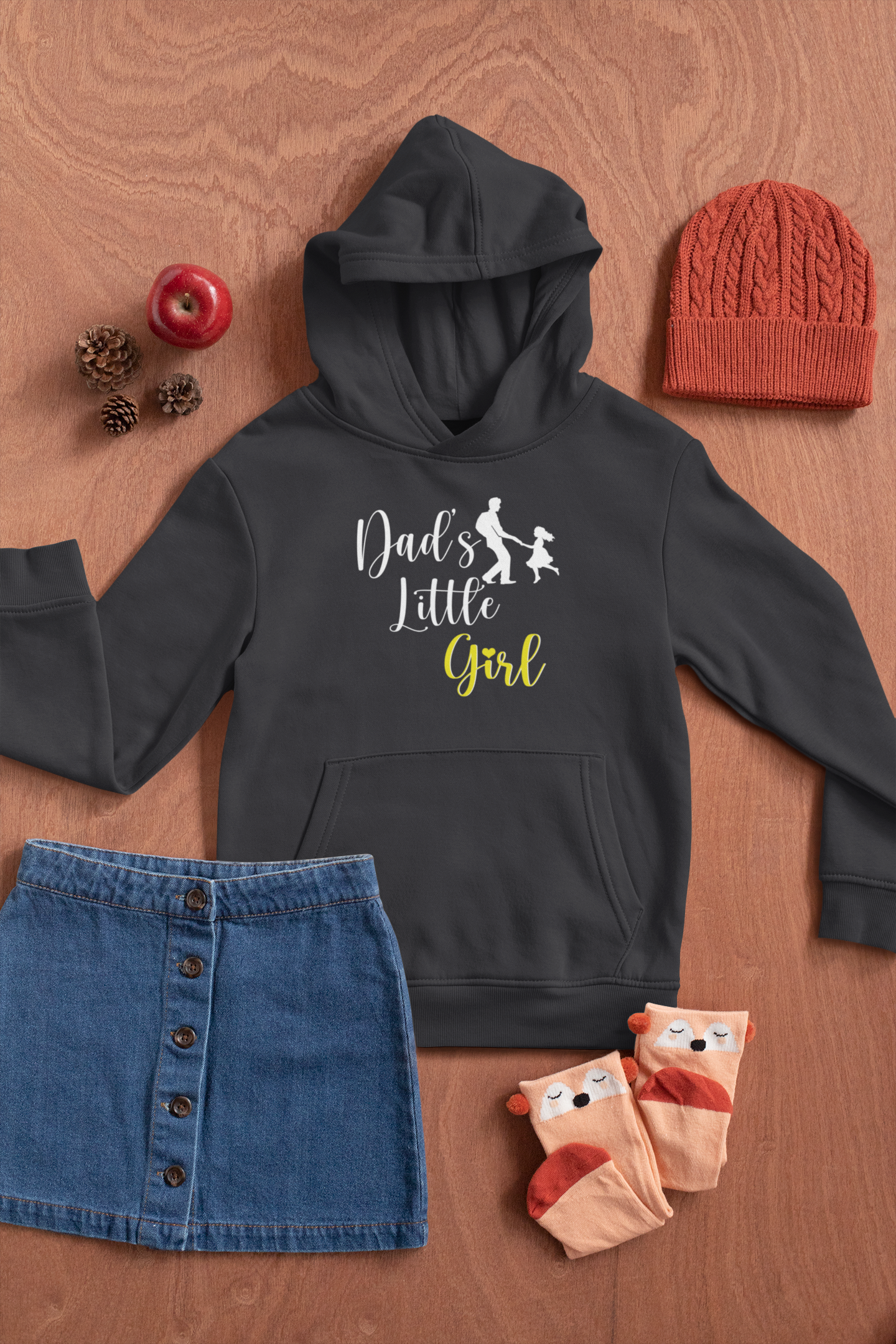 Little Girls Dad Father and Daughter Black Matching Hoodies- FunkyTeesClub