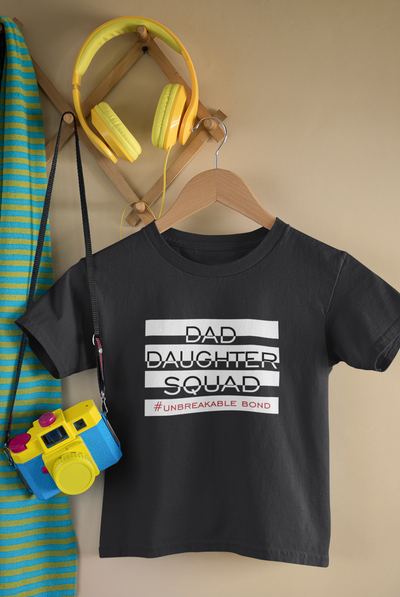 Dad Daughter Squad Father and Daughter Black Matching T-Shirt- FunkyTeesClub