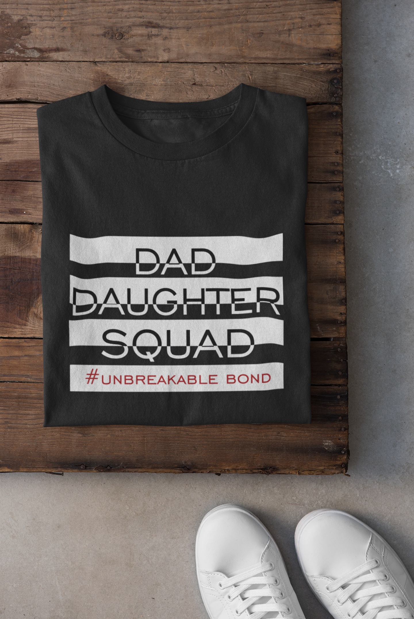 Dad Daughter Squad Father and Daughter Black Matching T-Shirt- FunkyTeesClub