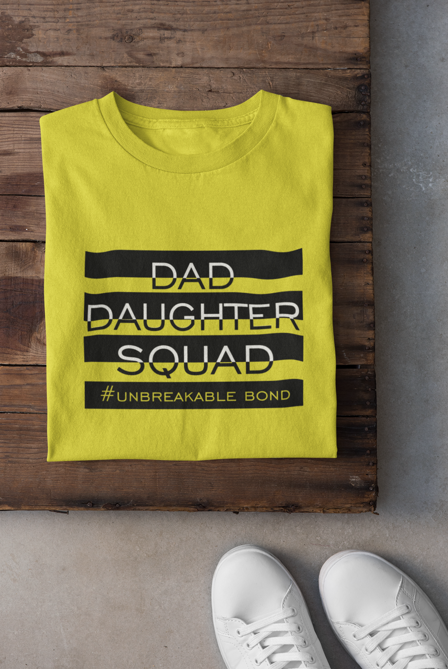 Dad Daughter Squad Father and Daughter Yellow Matching T-Shirt- FunkyTeesClub
