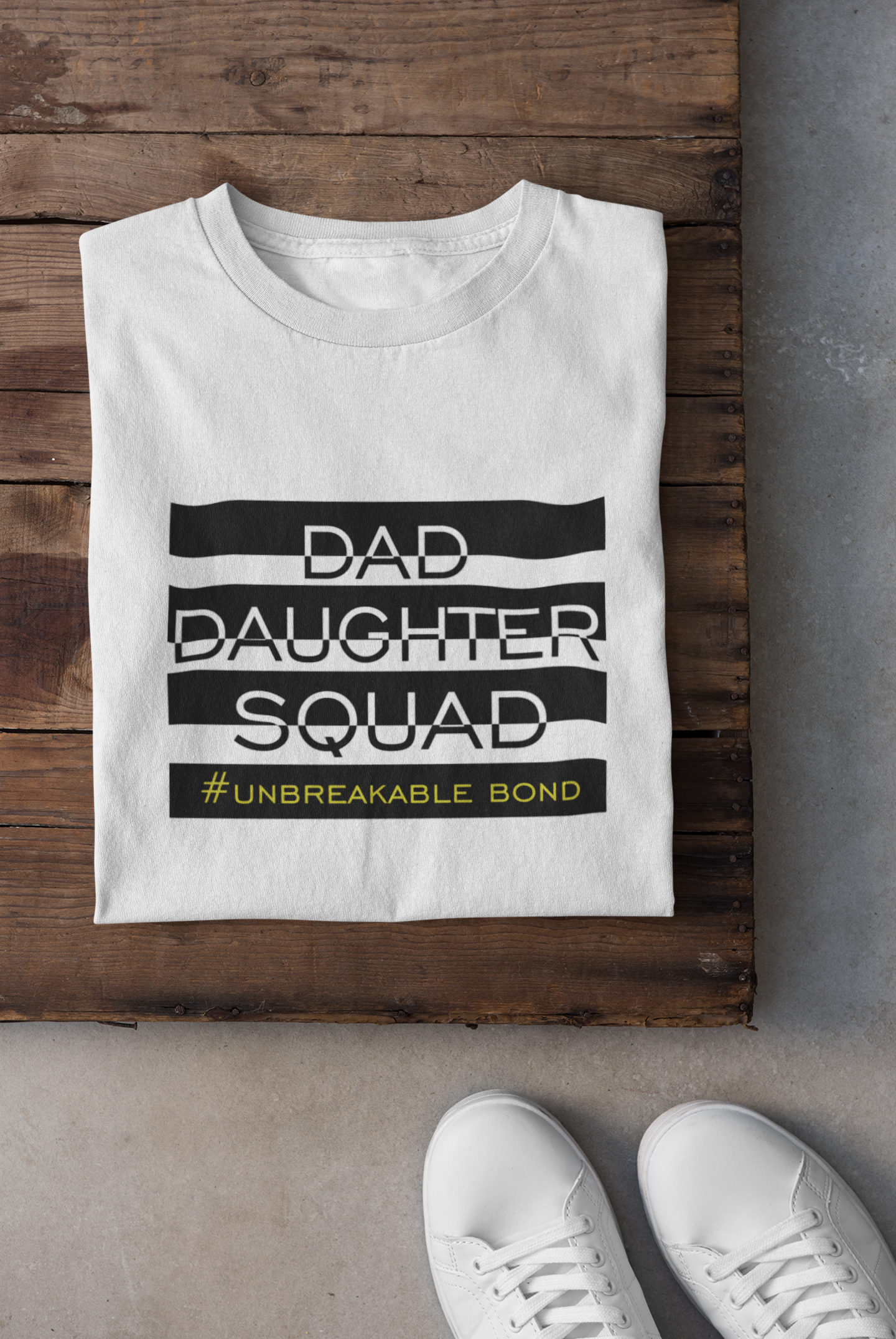 Dad Daughter Squad Father and Daughter White Matching T-Shirt- FunkyTeesClub