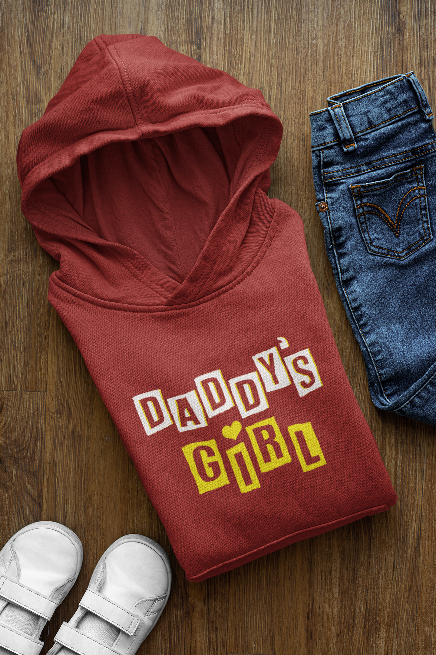 Daddy Father and Daughter Red Matching Hoodies- FunkyTeesClub