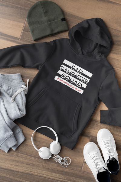 Dad Daughter Squad Father and Daughter Black Matching Hoodies- FunkyTeesClub