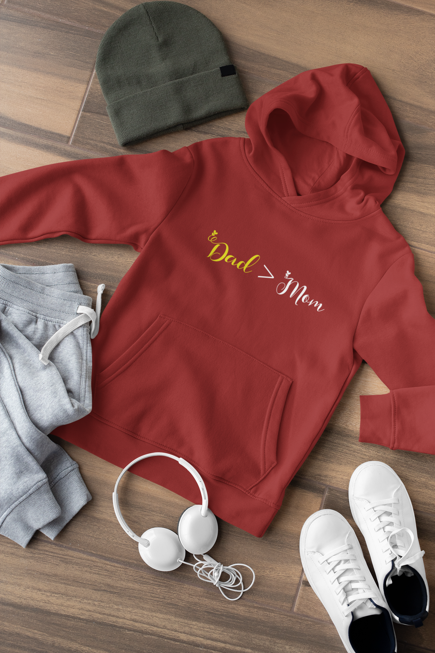 Dad Father and Daughter Red Matching Hoodies- FunkyTeesClub