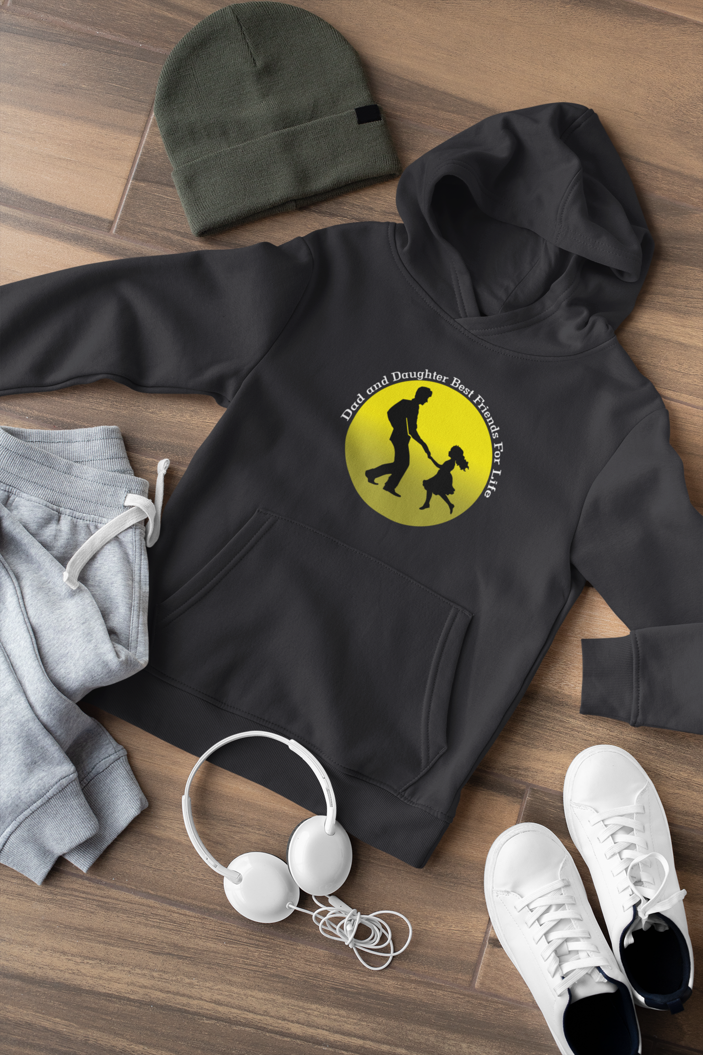 Dad And Daughter Best Friends Father and Daughter Black Matching Hoodies- FunkyTeesClub