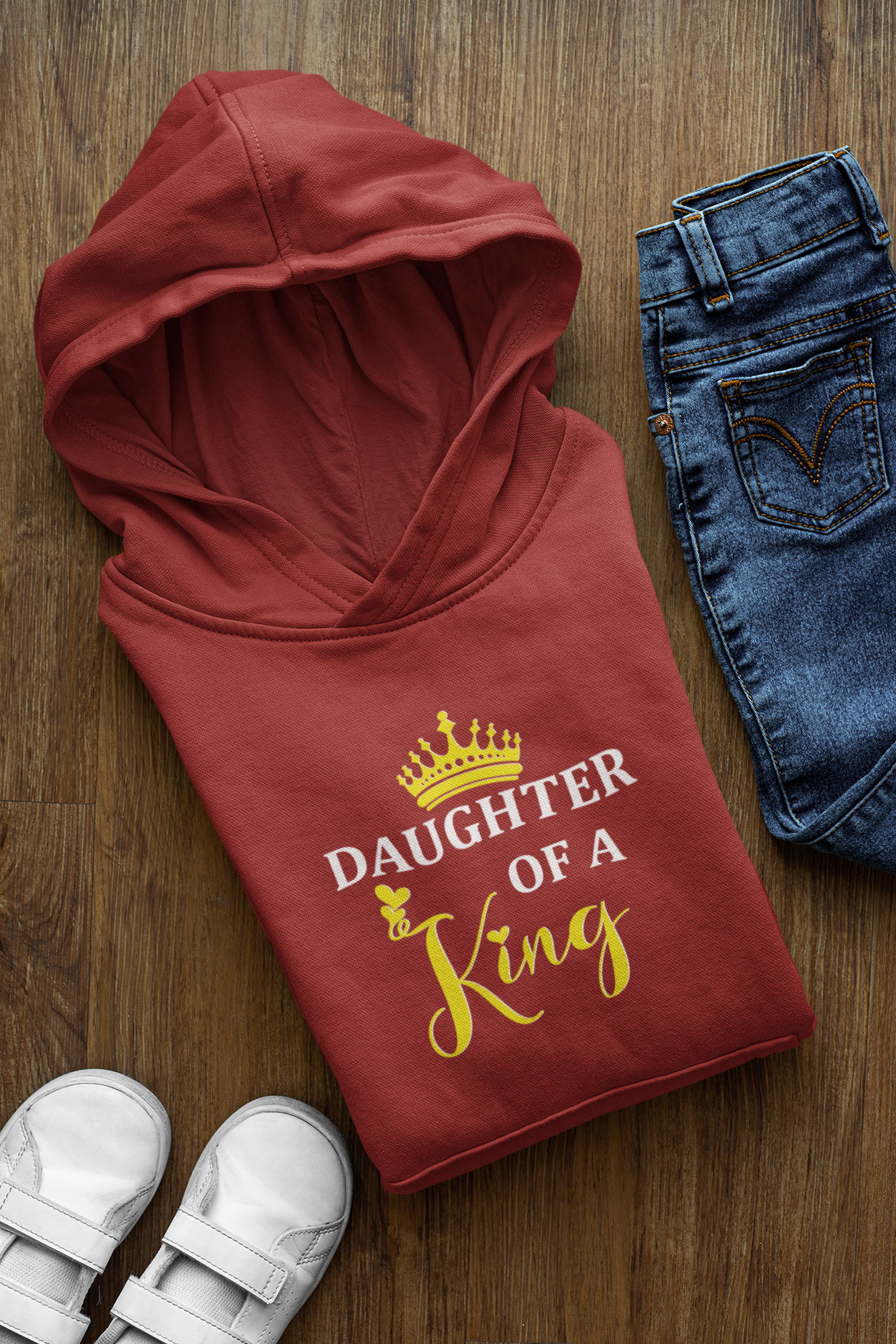 Daddy Of A Princess Father and Daughter Red Matching Hoodies- FunkyTeesClub