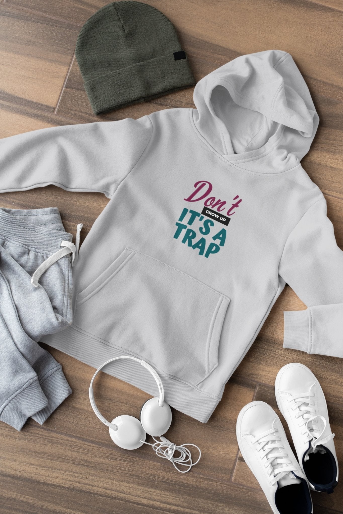 Dont Grow Up Its a Trap Typography Hoodies for Women-FunkyTeesClub - Funky Tees Club