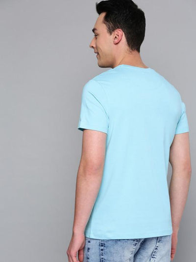 Plain Sky Blue Half Sleeves T-Shirt-FunkyTeesClub