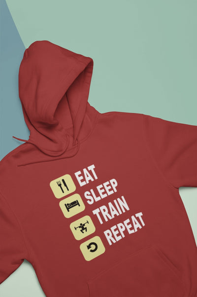 Eat Sleep Train Repeat Gym And Workout Hoodies for Women-FunkyTeesClub - Funky Tees Club