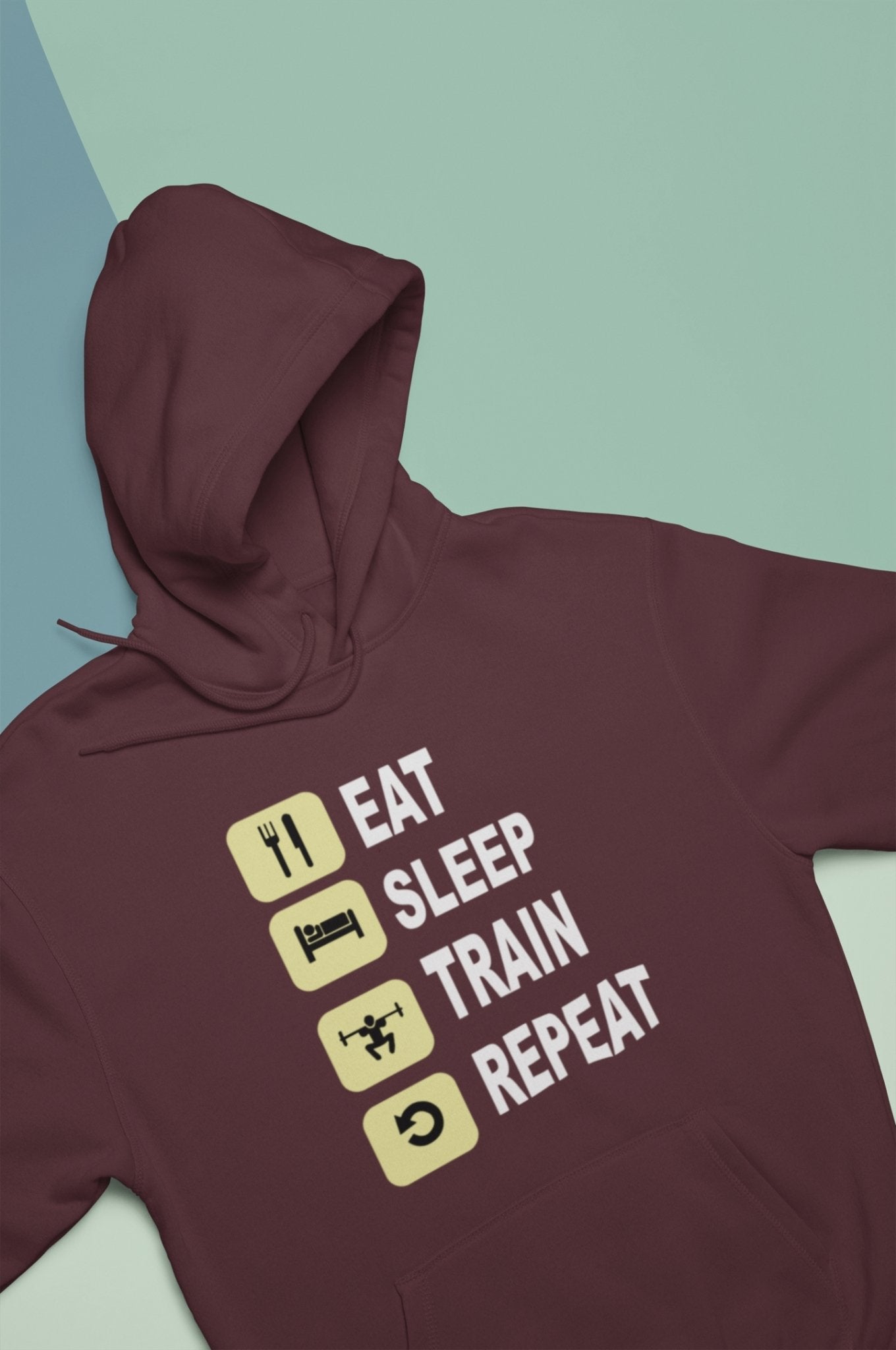 Eat Sleep Train Repeat Gym And Workout Hoodies for Women-FunkyTeesClub - Funky Tees Club