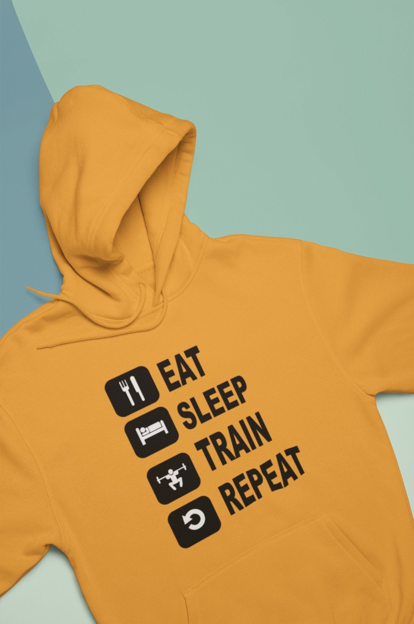 Eat Sleep Train Repeat Gym And Workout Hoodies for Women-FunkyTeesClub - Funky Tees Club