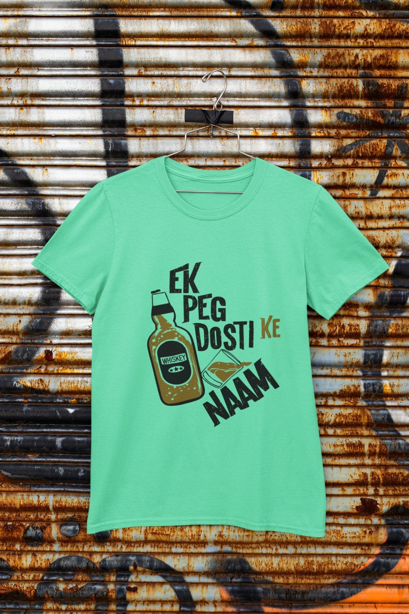 Ek Peg Dosti Ke Naam Pub And Beer Mens Half Sleeves T-shirt- FunkyTeesClub - Funky Tees Club