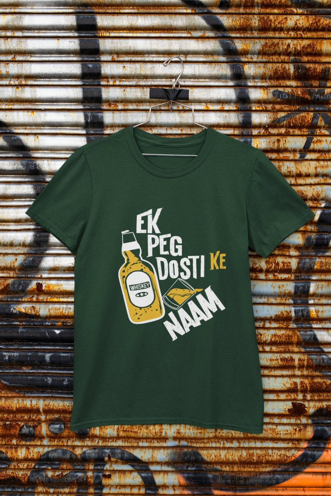 Ek Peg Dosti Ke Naam Pub And Beer Mens Half Sleeves T-shirt- FunkyTeesClub - Funky Tees Club