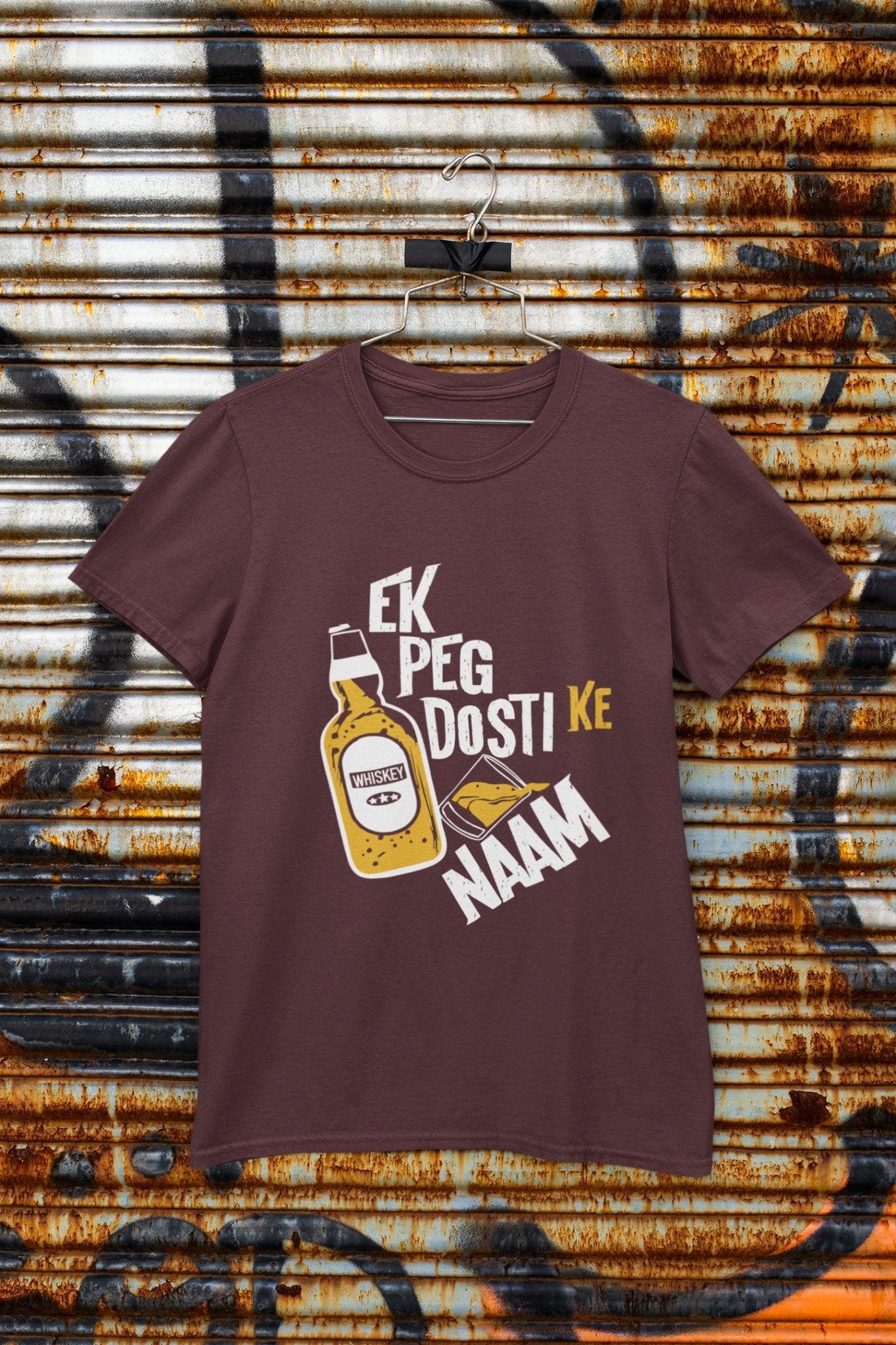 Ek Peg Dosti Ke Naam Pub And Beer Mens Half Sleeves T-shirt- FunkyTeesClub - Funky Tees Club