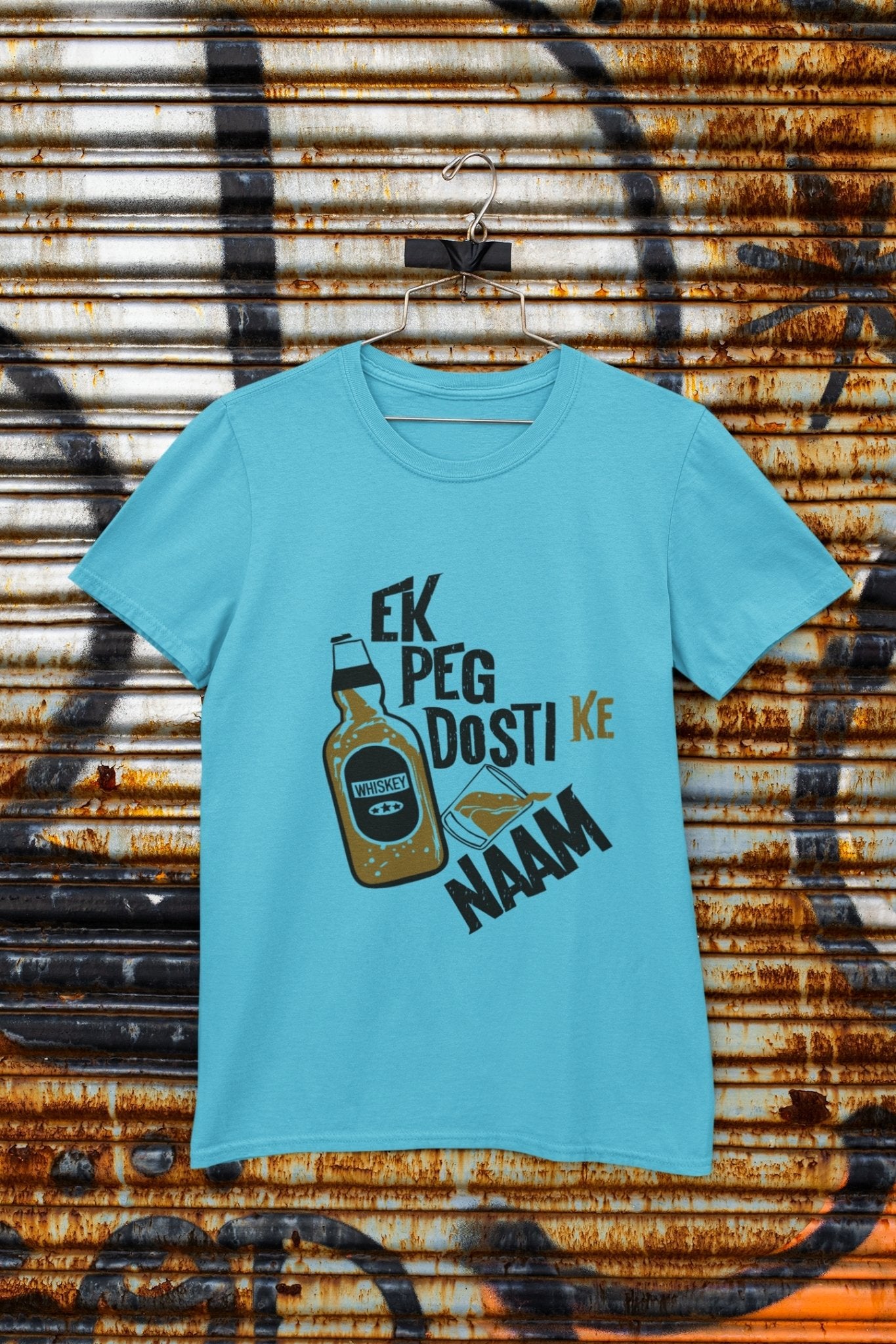 Ek Peg Dosti Ke Naam Pub And Beer Mens Half Sleeves T-shirt- FunkyTeesClub - Funky Tees Club