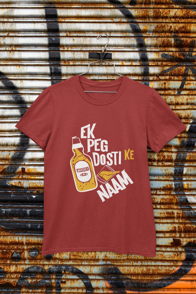 Ek Peg Dosti Ke Naam Pub And Beer Women Half Sleeves T-shirt- FunkyTeesClub - Funky Tees Club
