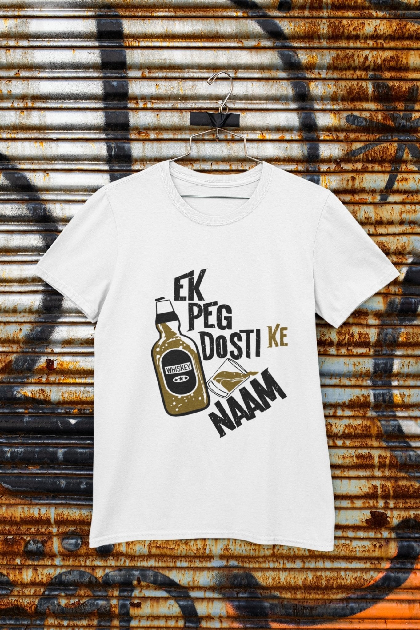 Ek Peg Dosti Ke Naam Pub And Beer Women Half Sleeves T-shirt- FunkyTeesClub - Funky Tees Club