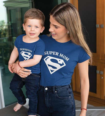 Super Mom and Super Boy Mother and Son Matching T-Shirt- FunkyTeesClub