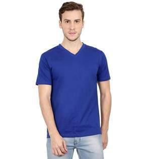 Plain royal blue V Neck T-Shirt-FunkyTeesClub