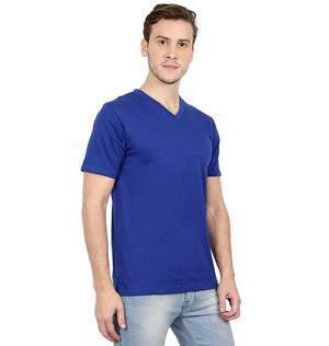 Plain royal blue V Neck T-Shirt-FunkyTeesClub