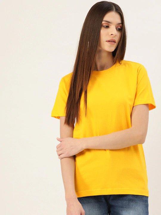 Plain Yellow Women Half Sleeves T-shirt- FunkyTeesClub