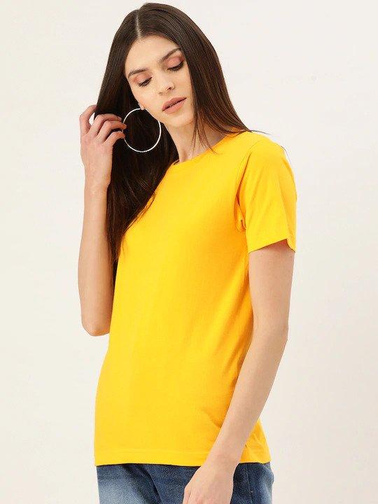 Plain Yellow Women Half Sleeves T-shirt- FunkyTeesClub