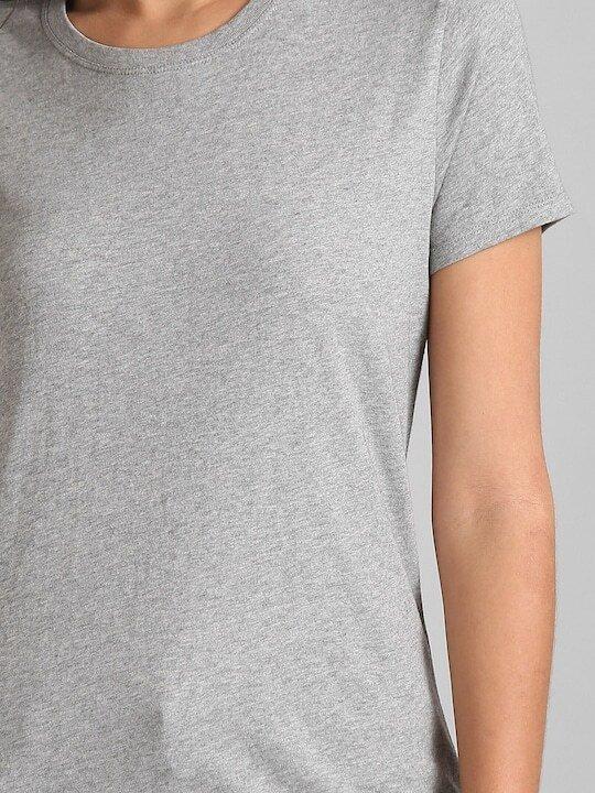 Plain Grey Women Half Sleeves T-shirt- FunkyTeesClub