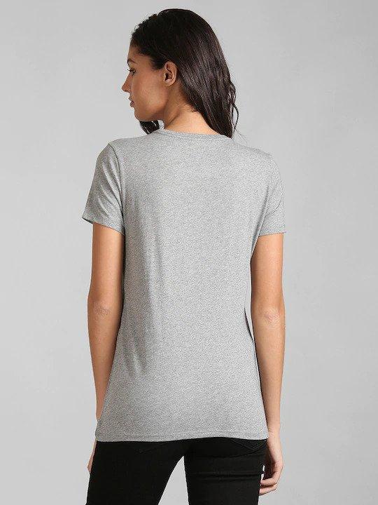 Plain Grey Women Half Sleeves T-shirt- FunkyTeesClub