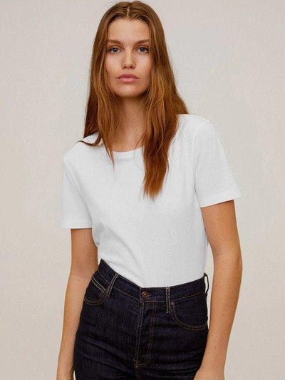 Plain White Women Half Sleeves T-shirt- FunkyTeesClub