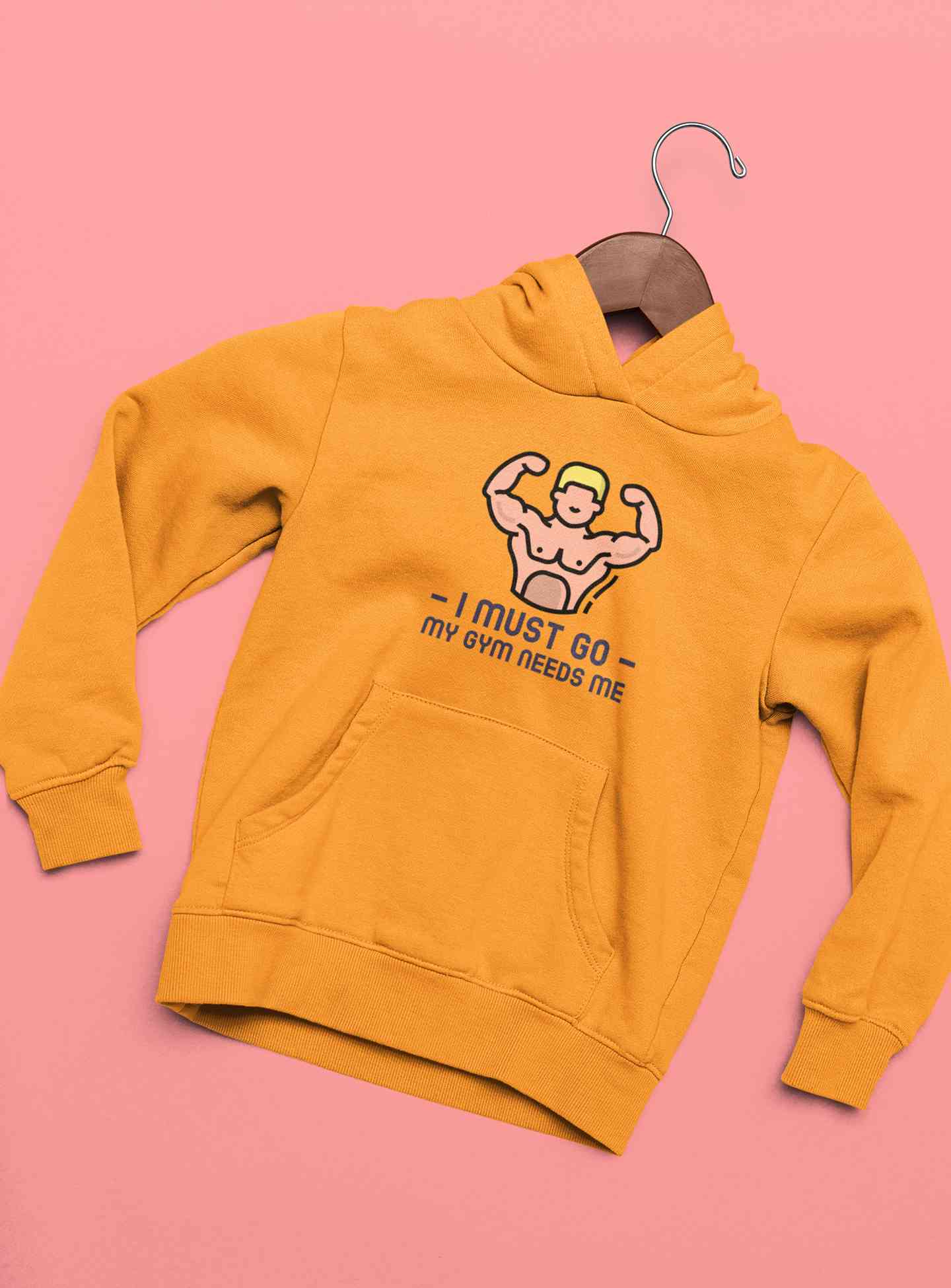 I Must Go My Gym Needs Me Typography Men Hoodies-FunkyTeesClub