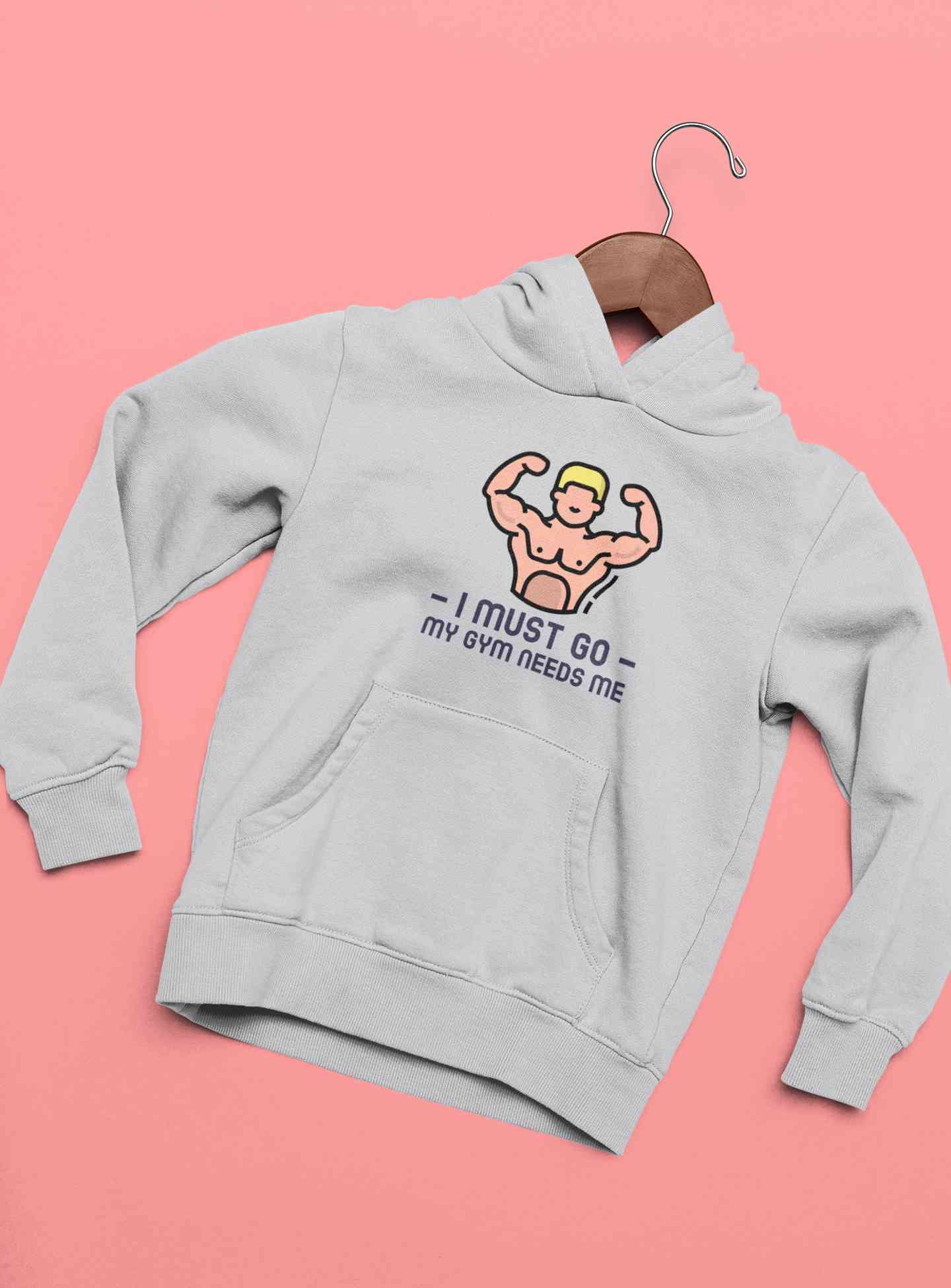 I Must Go My Gym Needs Me Typography Men Hoodies-FunkyTeesClub