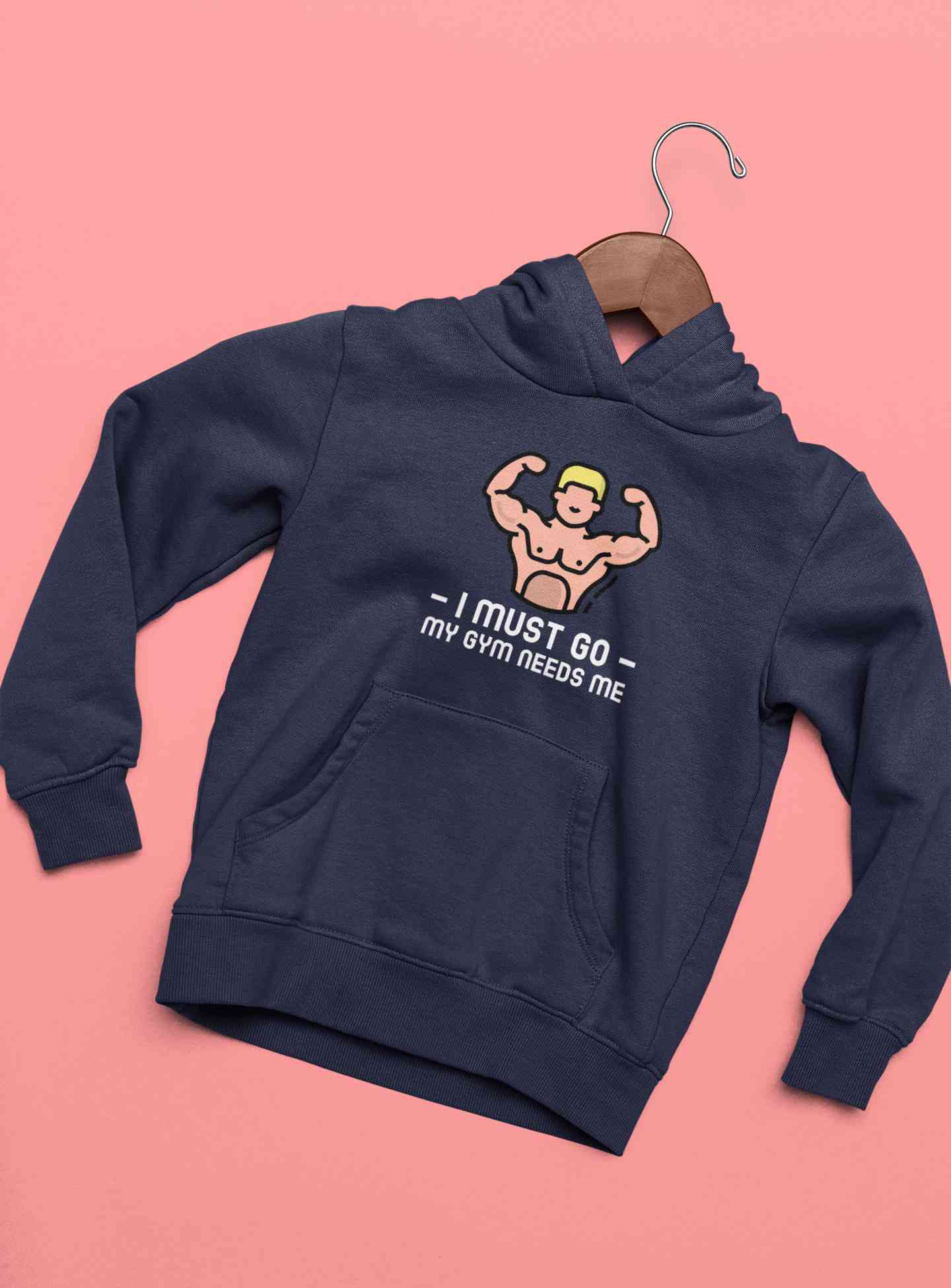 I Must Go My Gym Needs Me Typography Men Hoodies-FunkyTeesClub