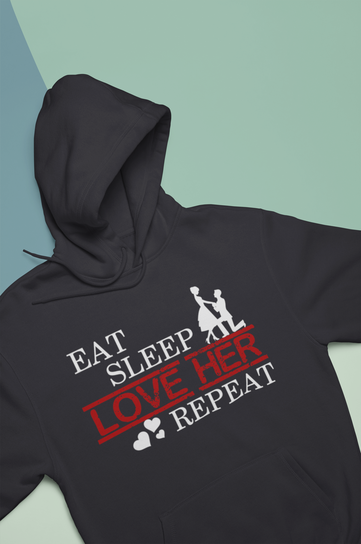 Eat Sleep Love Her Him Couple Hoodie-FunkyTeesClub