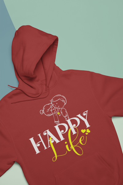 Happy Life Happy Wife Couple Hoodie-FunkyTeesClub