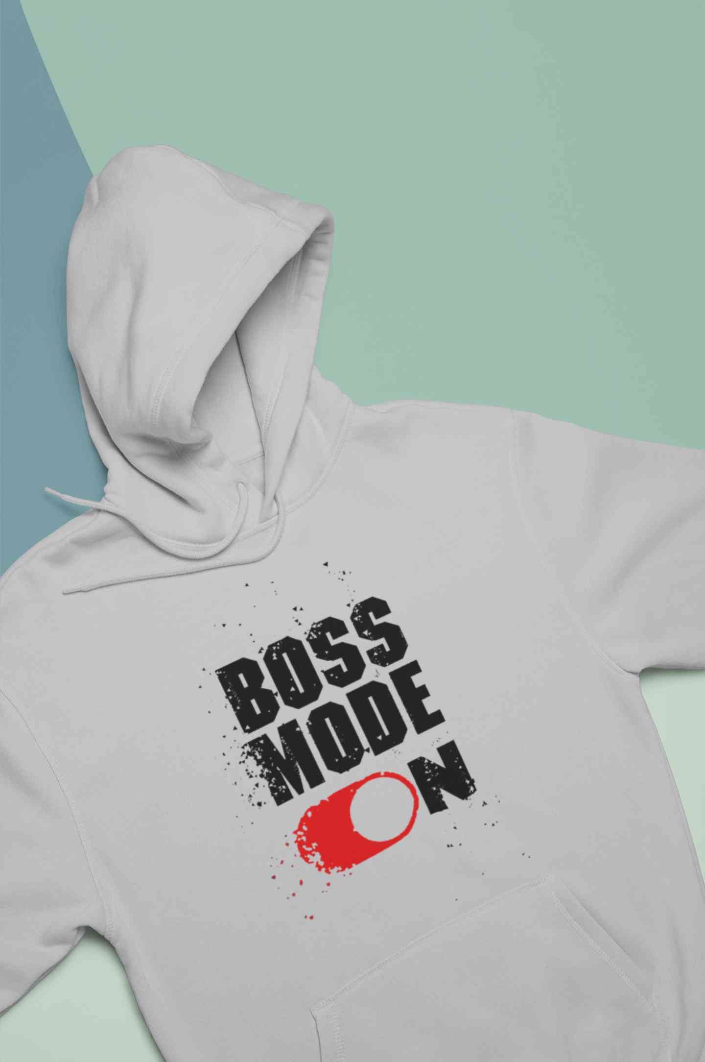 Boss Mode On Typography Hoodies for Women-FunkyTeesClub