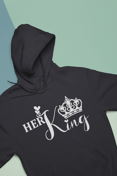 Her King His Queen Couple Hoodie-FunkyTeesClub